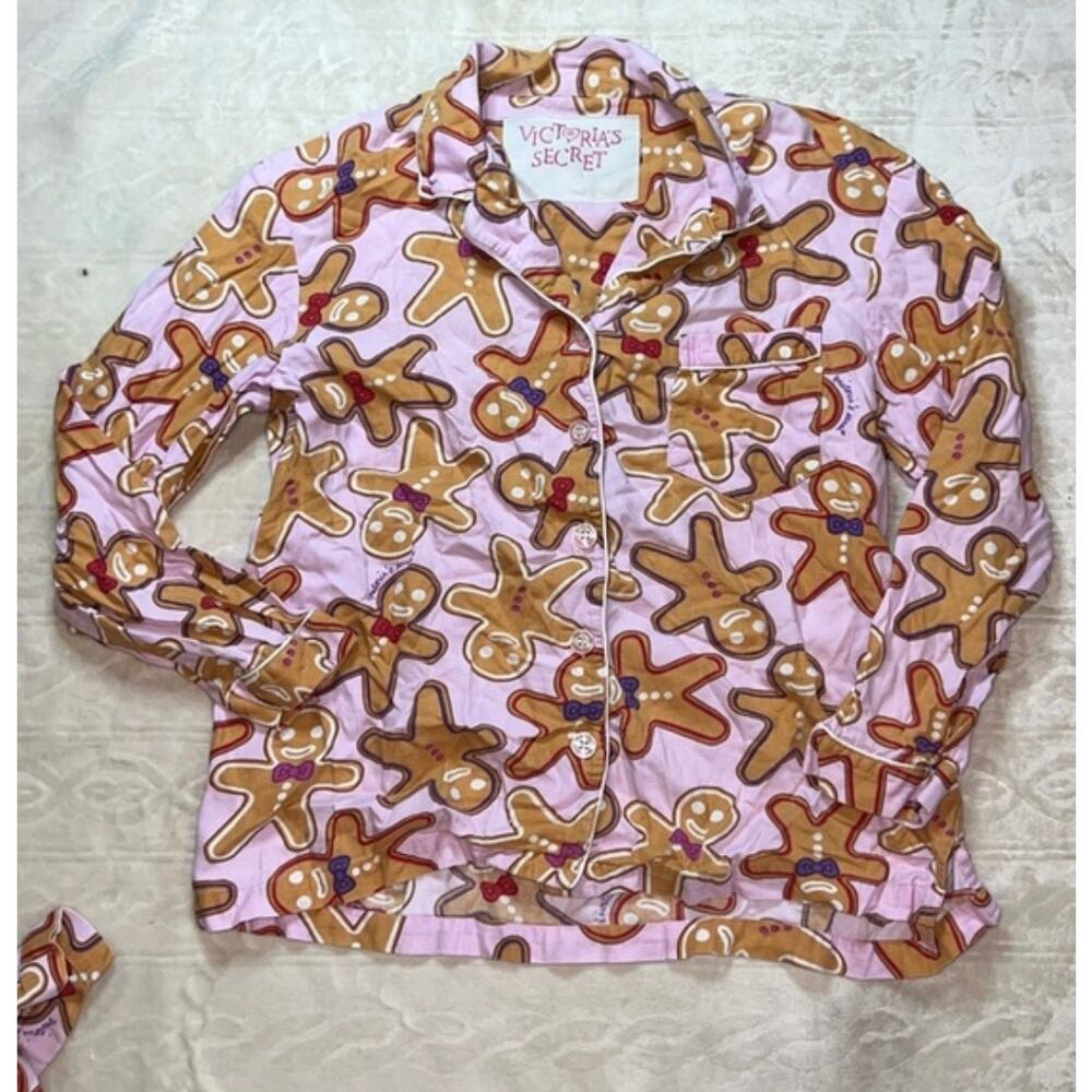 Victoria’s Secret Gingerbread 100% Cotton Vintage Flannel Pajama Set In Pink